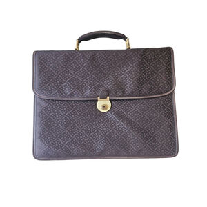 Men's Bally Brown Monogram Briefcase One Size with Gold Hardware